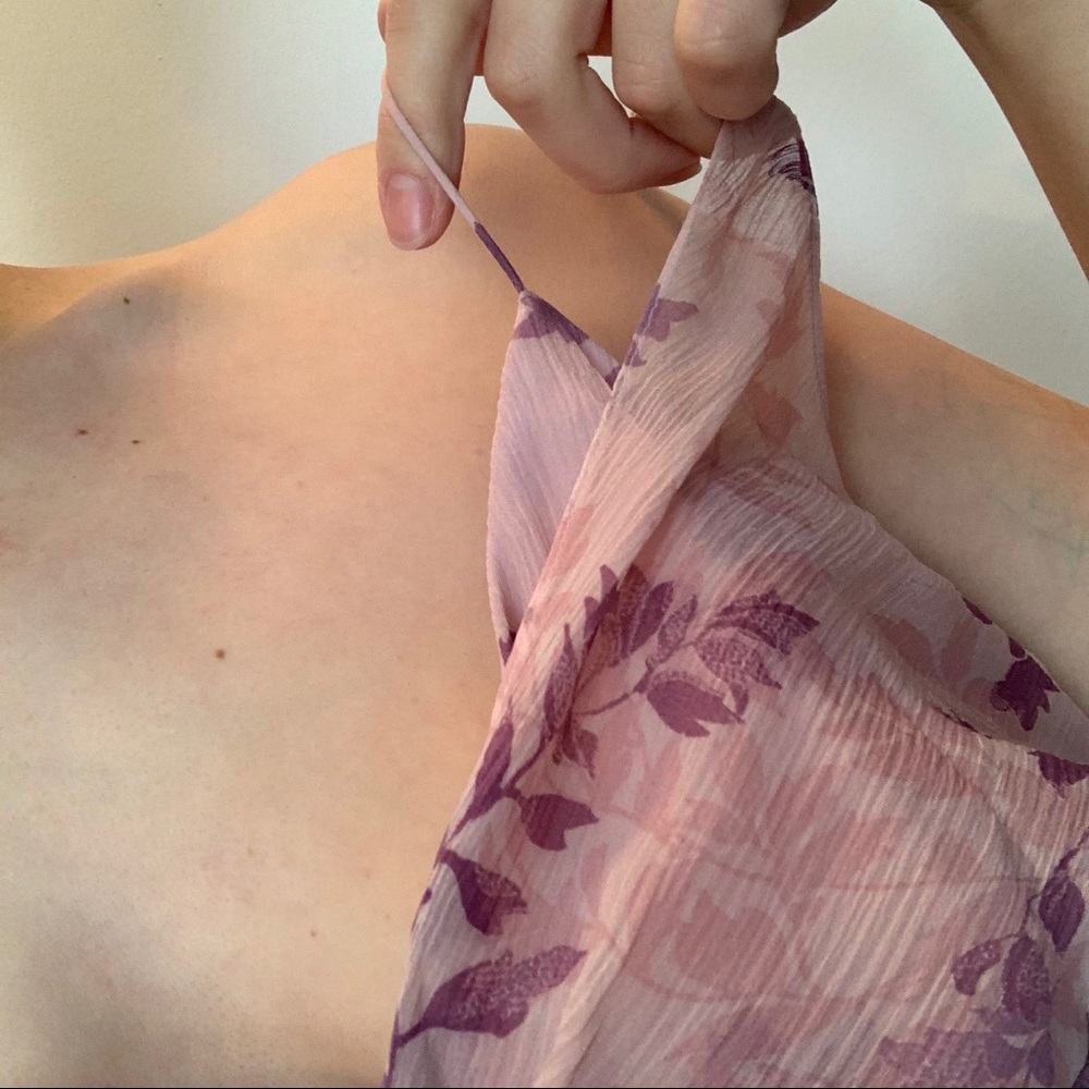 Jones NY silk floral flutter maxi dress pink lilac - Picture 3 of 12